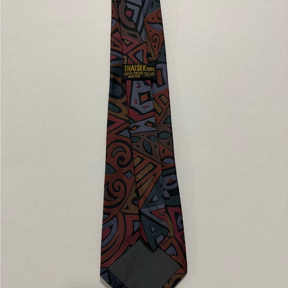 Thai Silk Men's 100%Silk Abstract Pattern Tie - Multicolor